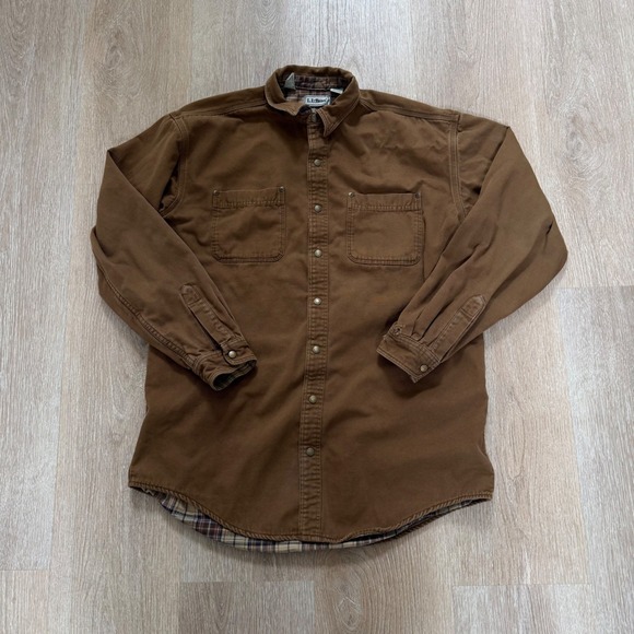 L.L. Bean Other - VTG LL Bean Flannel Lined Canvas Field Jacket Mens Large Tall Brown Made‎ in USA